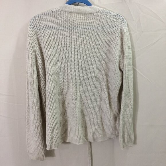 Miracle Sweater Cardigan Unique Lace Front Oversized Beige Cotton Short Size M/L - Picture 2 of 4